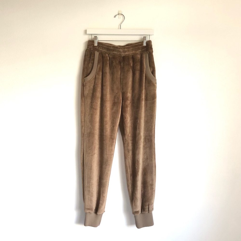 NWT Lush Latte Brown Soft Fleece Loungewear Jogger Pants Size Medium